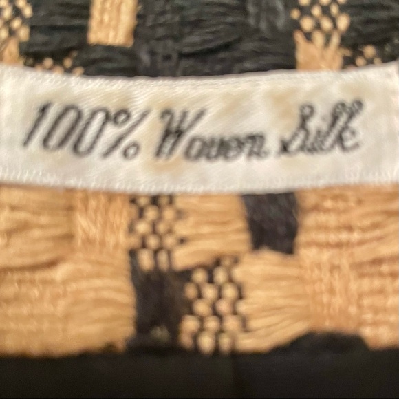 Doncaster Vintage 100% 💯 Woven Silk Jacket Career Blazer Black Gold Lined 8 - Picture 6 of 12